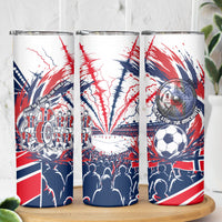 Norway Football From The Fjords To The World Skinny Tumbler Viking Shield Paint Splatter Soccer Team