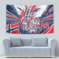 Norway Football From The Fjords To The World Tapestry Viking Shield Paint Splatter Soccer Team