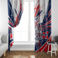 Norway Football From The Fjords To The World Window Curtain Viking Shield Paint Splatter Soccer Team