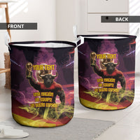 Personalized Spain Football Bull Mascot Laundry Basket Spanish Pride Champion Trophy Graphic Art