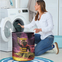 Personalized Spain Football Bull Mascot Laundry Basket Spanish Pride Champion Trophy Graphic Art