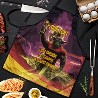 Personalized Spain Football Bull Mascot Apron Spanish Pride Champion Trophy Graphic Art