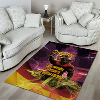 Personalized Spain Football Bull Mascot Area Rug Spanish Pride Champion Trophy Graphic Art