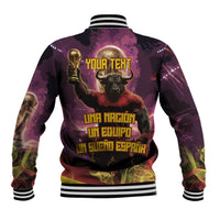 Personalized Spain Football Bull Mascot Baseball Jacket Spanish Pride Champion Trophy Graphic Art