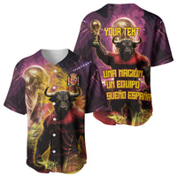 Personalized Spain Football Bull Mascot Baseball Jersey Spanish Pride Champion Trophy Graphic Art