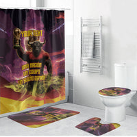 Personalized Spain Football Bull Mascot Bathroom Set Spanish Pride Champion Trophy Graphic Art