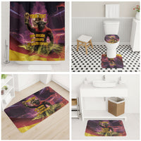 Personalized Spain Football Bull Mascot Bathroom Set Spanish Pride Champion Trophy Graphic Art