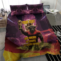 Personalized Spain Football Bull Mascot Bedding Set Spanish Pride Champion Trophy Graphic Art