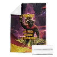Personalized Spain Football Bull Mascot Blanket Spanish Pride Champion Trophy Graphic Art
