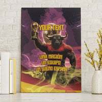Personalized Spain Football Bull Mascot Canvas Wall Art Spanish Pride Champion Trophy Graphic Art
