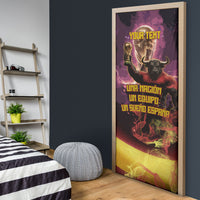 Personalized Spain Football Bull Mascot Door Cover Spanish Pride Champion Trophy Graphic Art