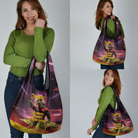 Personalized Spain Football Bull Mascot Grocery Bag Spanish Pride Champion Trophy Graphic Art