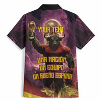 Personalized Spain Football Bull Mascot Hawaiian Shirt Spanish Pride Champion Trophy Graphic Art