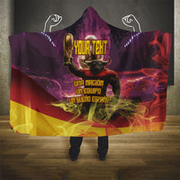 Personalized Spain Football Bull Mascot Hooded Blanket Spanish Pride Champion Trophy Graphic Art