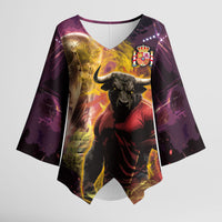 Personalized Spain Football Bull Mascot Kimono Sleeve Blouse Spanish Pride Champion Trophy Graphic Art