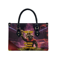 Personalized Spain Football Bull Mascot Leather Bag Spanish Pride Champion Trophy Graphic Art