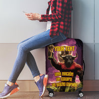 Personalized Spain Football Bull Mascot Luggage Cover Spanish Pride Champion Trophy Graphic Art