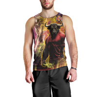 Personalized Spain Football Bull Mascot Men Tank Top Spanish Pride Champion Trophy Graphic Art