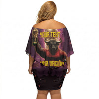 Personalized Spain Football Bull Mascot Off Shoulder Short Dress Spanish Pride Champion Trophy Graphic Art