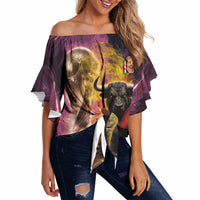 Personalized Spain Football Bull Mascot Off Shoulder Wrap Waist Top Spanish Pride Champion Trophy Graphic Art