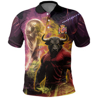 Personalized Spain Football Bull Mascot Polo Shirt Spanish Pride Champion Trophy Graphic Art