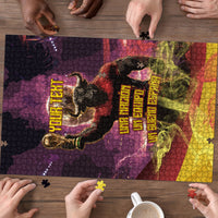 Personalized Spain Football Bull Mascot Puzzle Spanish Pride Champion Trophy Graphic Art
