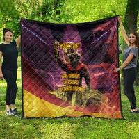 Personalized Spain Football Bull Mascot Quilt Spanish Pride Champion Trophy Graphic Art