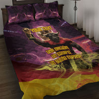 Personalized Spain Football Bull Mascot Quilt Bed Set Spanish Pride Champion Trophy Graphic Art