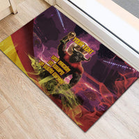 Personalized Spain Football Bull Mascot Rubber Doormat Spanish Pride Champion Trophy Graphic Art