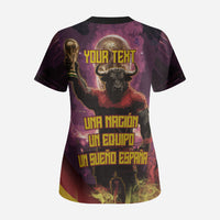 Personalized Spain Football Bull Mascot Scrub Top Spanish Pride Champion Trophy Graphic Art