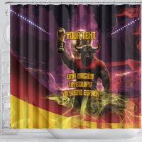 Personalized Spain Football Bull Mascot Shower Curtain Spanish Pride Champion Trophy Graphic Art