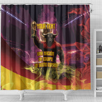 Personalized Spain Football Bull Mascot Shower Curtain Spanish Pride Champion Trophy Graphic Art