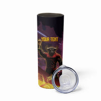Personalized Spain Football Bull Mascot Skinny Tumbler Spanish Pride Champion Trophy Graphic Art