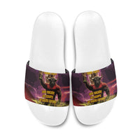 Personalized Spain Football Bull Mascot Slide Sandals Spanish Pride Champion Trophy Graphic Art