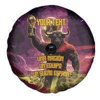Personalized Spain Football Bull Mascot Spare Tire Cover Spanish Pride Champion Trophy Graphic Art
