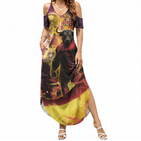 Personalized Spain Football Bull Mascot Summer Maxi Dress Spanish Pride Champion Trophy Graphic Art