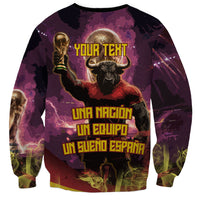 Personalized Spain Football Bull Mascot Sweatshirt Spanish Pride Champion Trophy Graphic Art