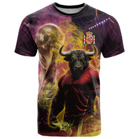 Personalized Spain Football Bull Mascot T Shirt Spanish Pride Champion Trophy Graphic Art