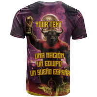 Personalized Spain Football Bull Mascot T Shirt Spanish Pride Champion Trophy Graphic Art