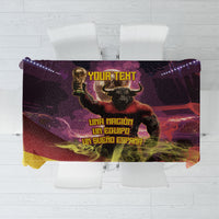 Personalized Spain Football Bull Mascot Tablecloth Spanish Pride Champion Trophy Graphic Art