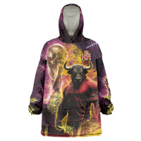 Personalized Spain Football Bull Mascot Wearable Blanket Hoodie Spanish Pride Champion Trophy Graphic Art