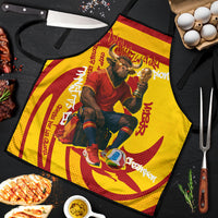 Spain Football Bull Mascot Apron Spanish Pride Champion Soccer Trophy Graffiti