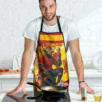 Spain Football Bull Mascot Apron Spanish Pride Champion Soccer Trophy Graffiti