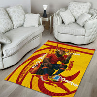 Spain Football Bull Mascot Area Rug Spanish Pride Champion Soccer Trophy Graffiti