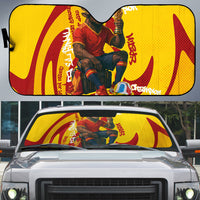 Spain Football Bull Mascot Auto Sun Shade Spanish Pride Champion Soccer Trophy Graffiti