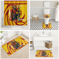 Spain Football Bull Mascot Bathroom Set Spanish Pride Champion Soccer Trophy Graffiti