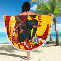 Spain Football Bull Mascot Beach Blanket Spanish Pride Champion Soccer Trophy Graffiti