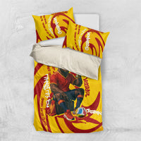 Spain Football Bull Mascot Bedding Set Spanish Pride Champion Soccer Trophy Graffiti