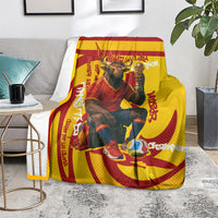 Spain Football Bull Mascot Blanket Spanish Pride Champion Soccer Trophy Graffiti
