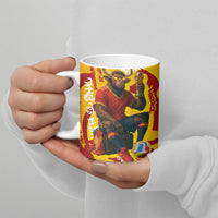 Spain Football Bull Mascot Ceramic Mug Spanish Pride Champion Soccer Trophy Graffiti